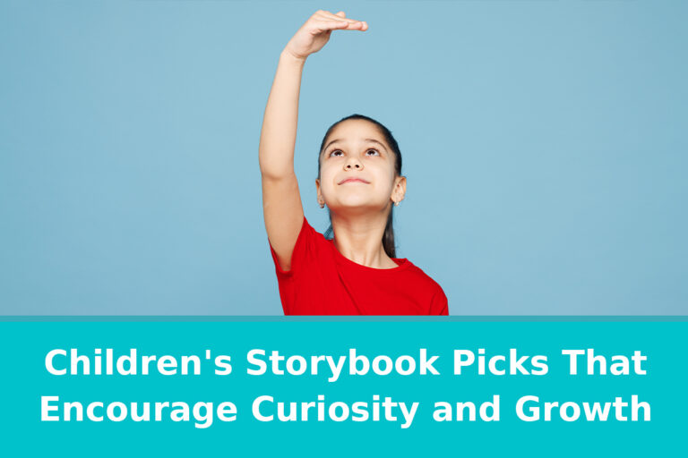 A young girl with a hopeful expression looks up with her hand marking where she will grow in the future.